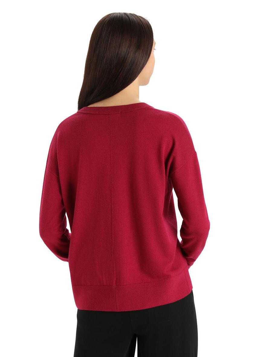 Cherry Icebreaker Merino Shearer V Neck Women's Sweaters | AU 1628MQZA